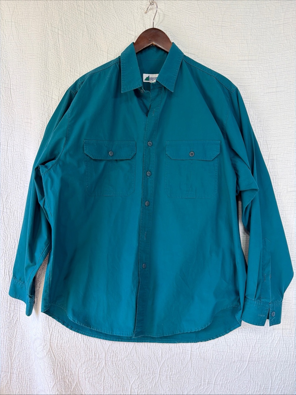 Vintage Mountain Equipment CoOp Button Shirt Mens Large Teal Blue Cotton Light L